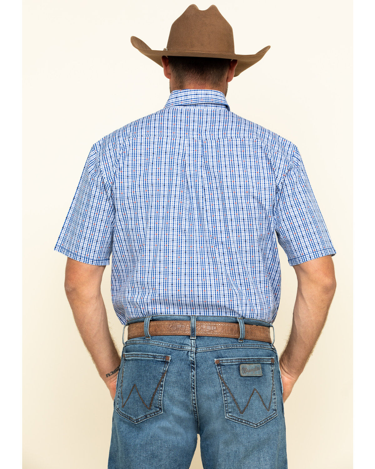 Image #2 - Rough Stock By Panhandle Men's Devlin Dobby Plaid Short Sleeve Western Shirt, , hi-res