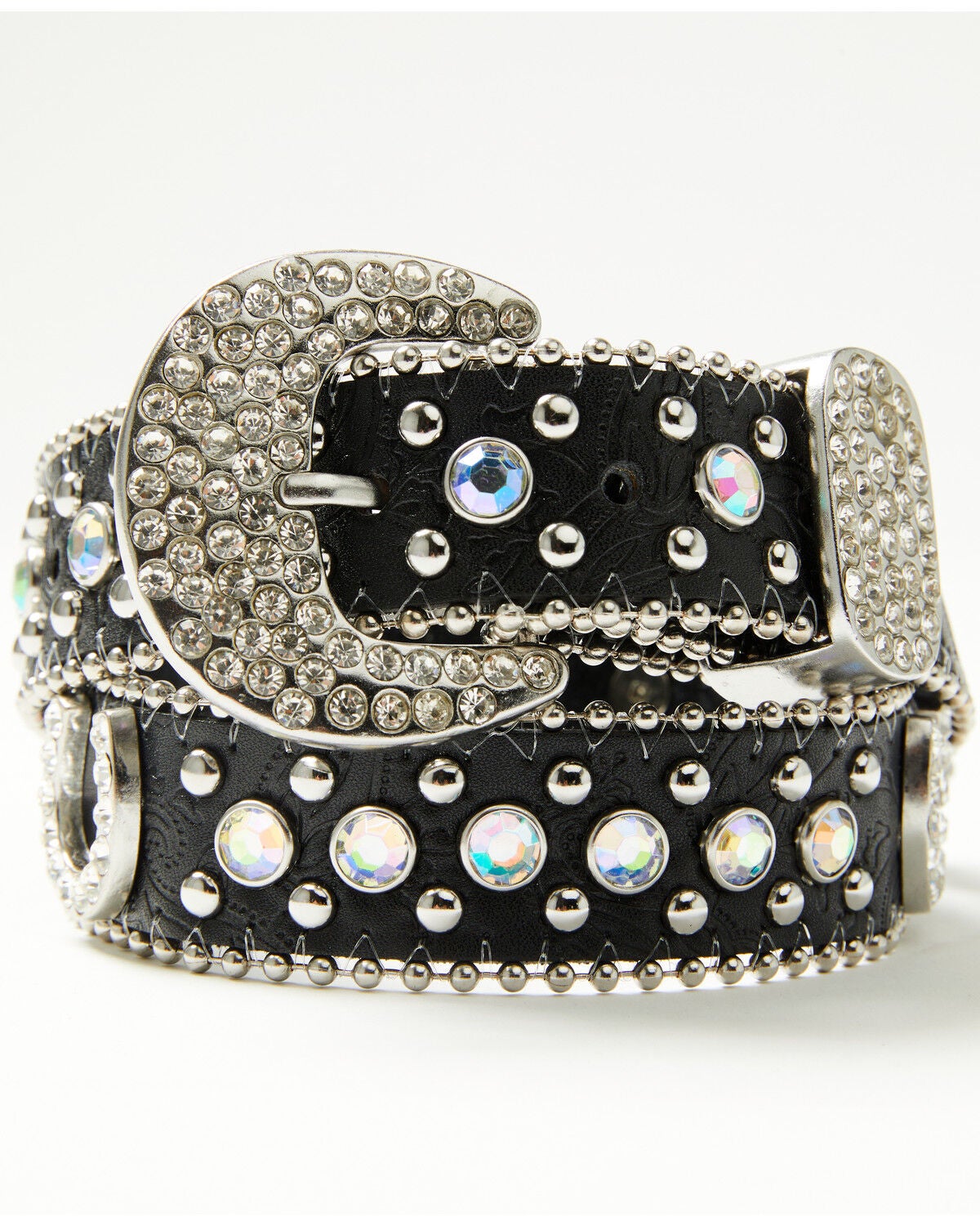 Image #1 - Shyanne Girls' Horseshoe Medallion Bling Belt, Black, hi-res