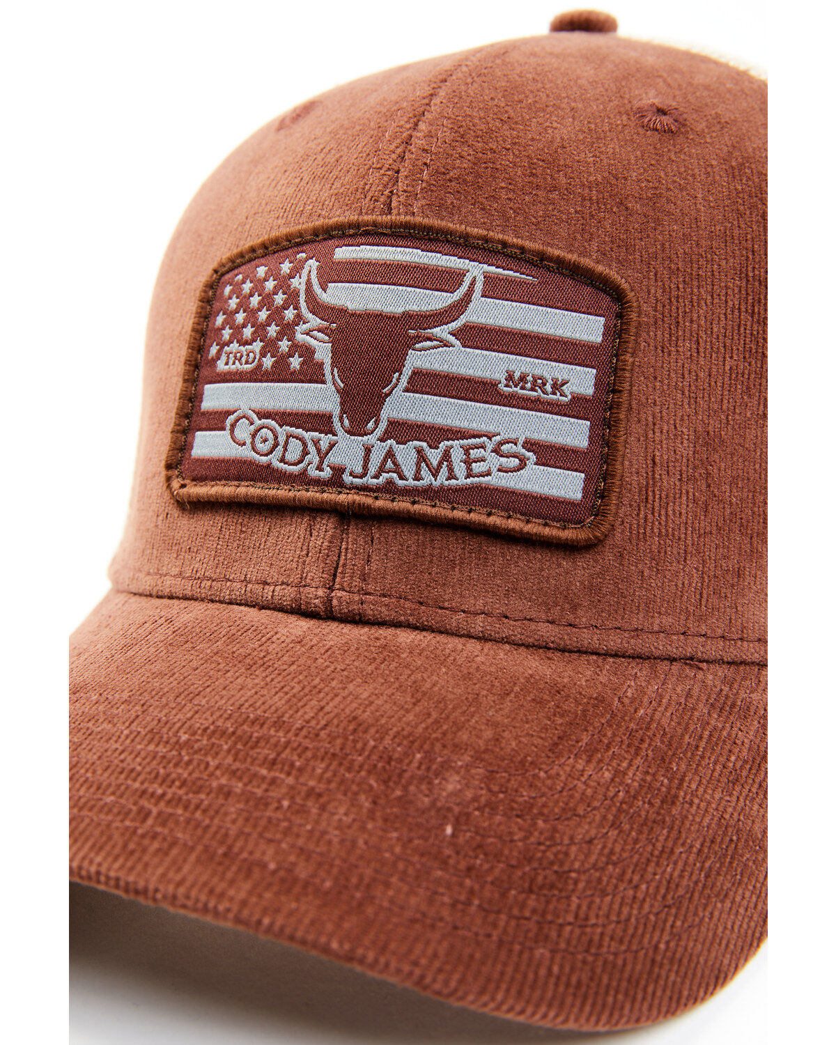 Image #2 - Cody James Men's Corduroy Steer Head Flag Patch Ball Cap, Brown, hi-res