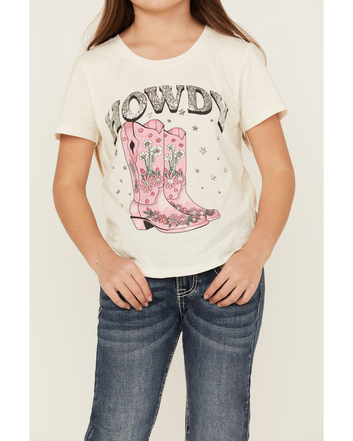 Image #3 - Self Esteem Girls' Howdy Sequin Short Sleeve Graphic Tee, , hi-res