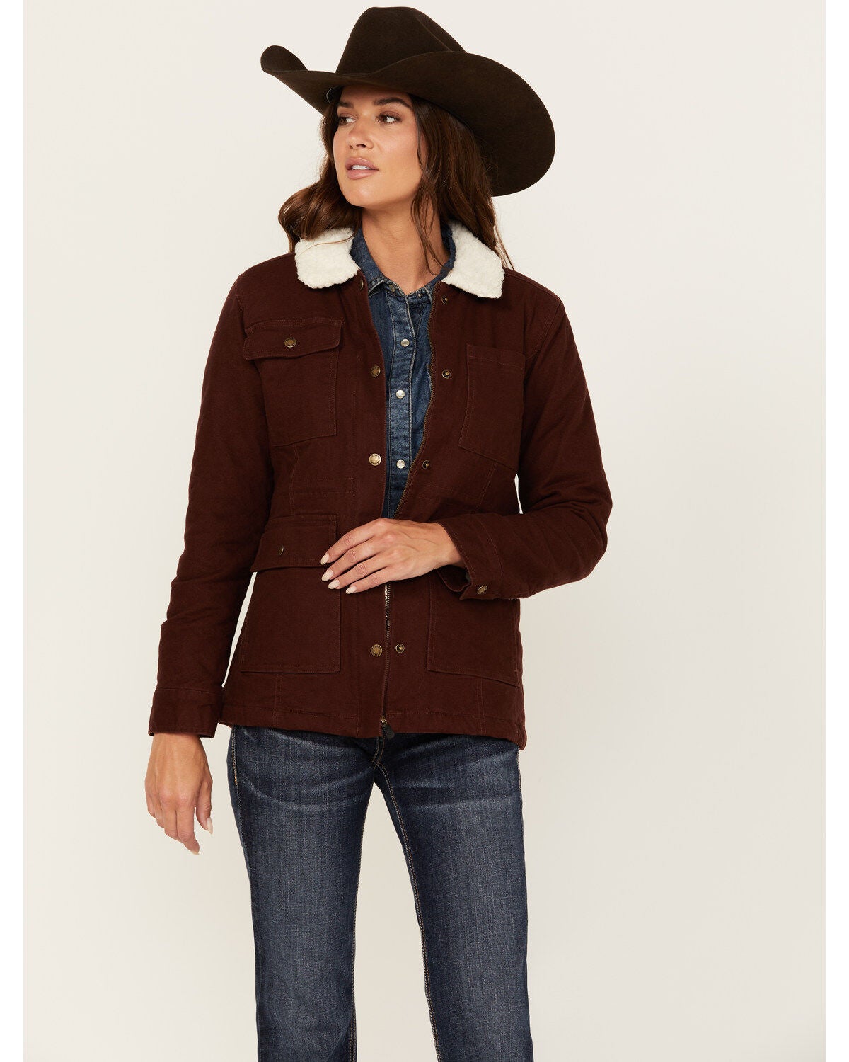 Shyanne Women's Canvas Barn Jacket, Mahogany, hi-res