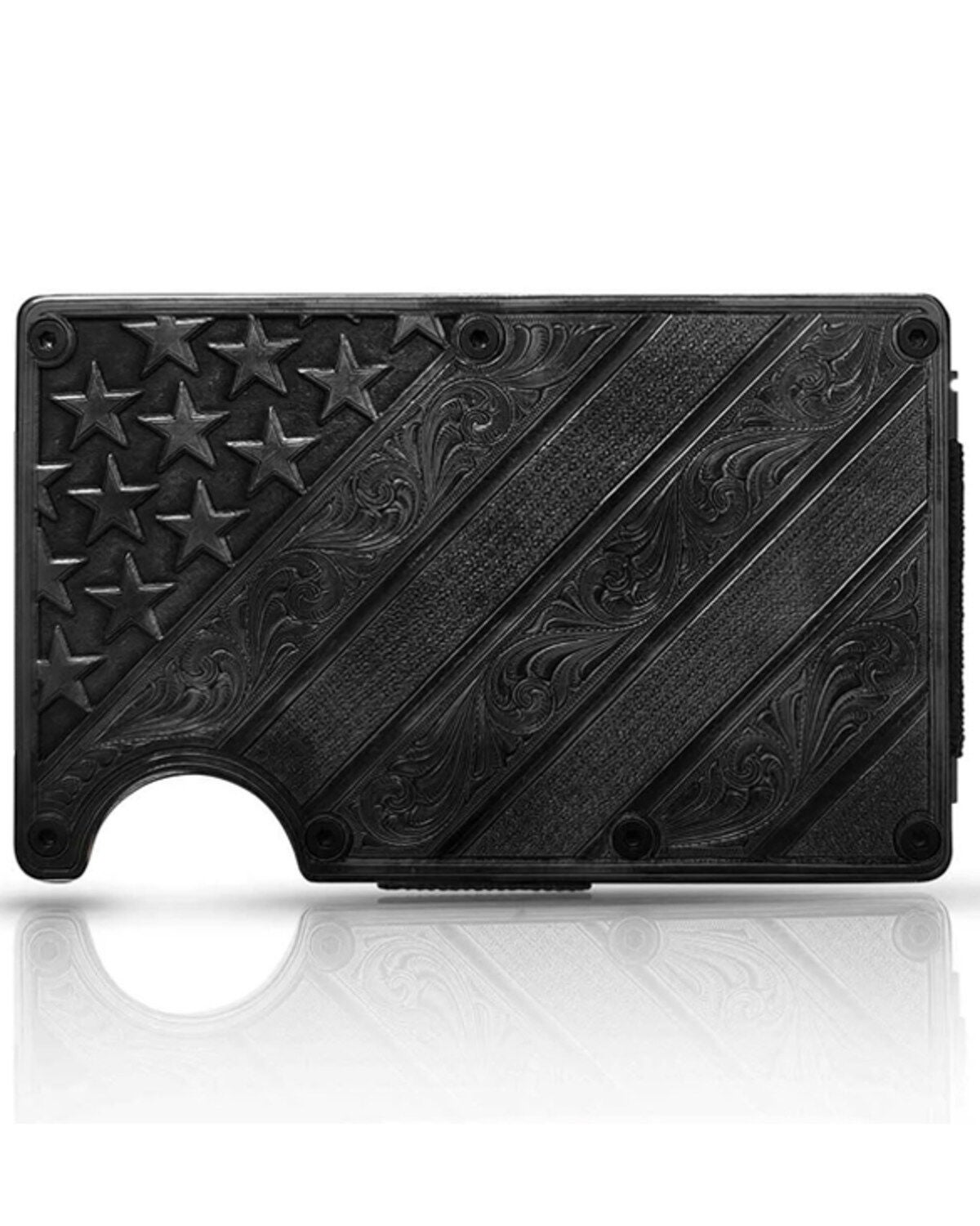 Montana Silversmiths Dawn's Early Light Flag Credit Card and Cash Case, Black, hi-res