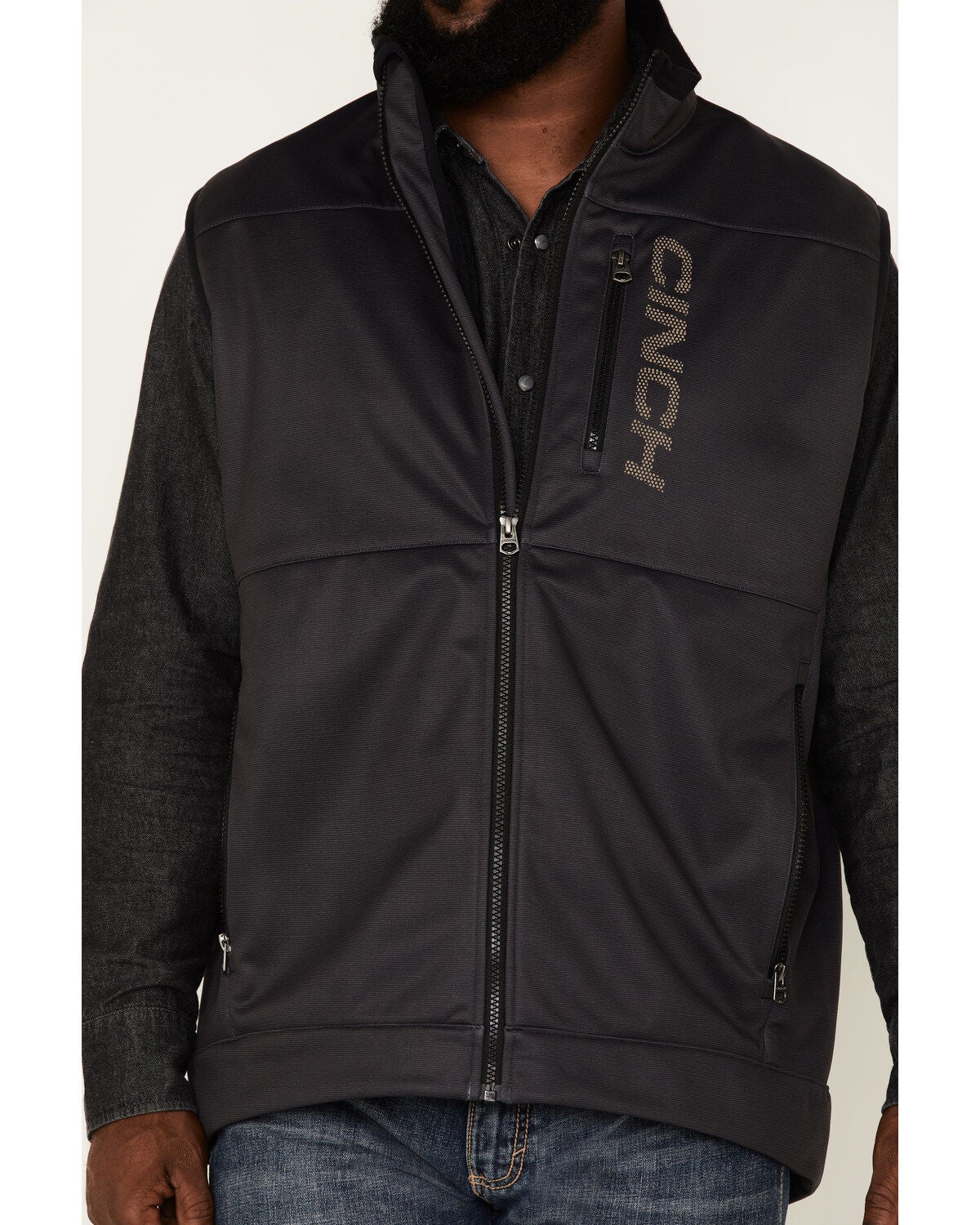 Image #3 - Cinch Men's Solid Windproof Zip-Front Softshell Vest, , hi-res