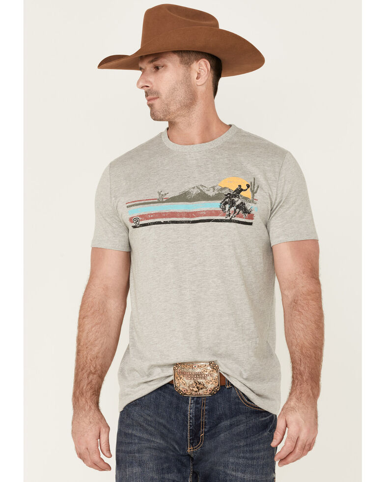 Rock & Roll Denim Men's Grey Western Graphic Short Sleeve T-Shirt  , Grey, hi-res