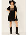 Image #1 - By Together Women's Sequin & Lurex Striped Babydoll Mini Dress, Black, hi-res