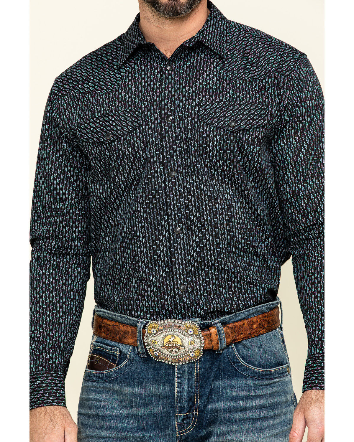 Image #4 - Gibson Men's Wild Oats Geo Print Long Sleeve Western Shirt , , hi-res