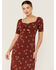 Lush Women's Ruched Front Midi Knit Dress, Rust Copper, hi-res