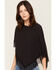Image #2 - Wild Moss Women's Ruffle Trim Poncho, Black, hi-res