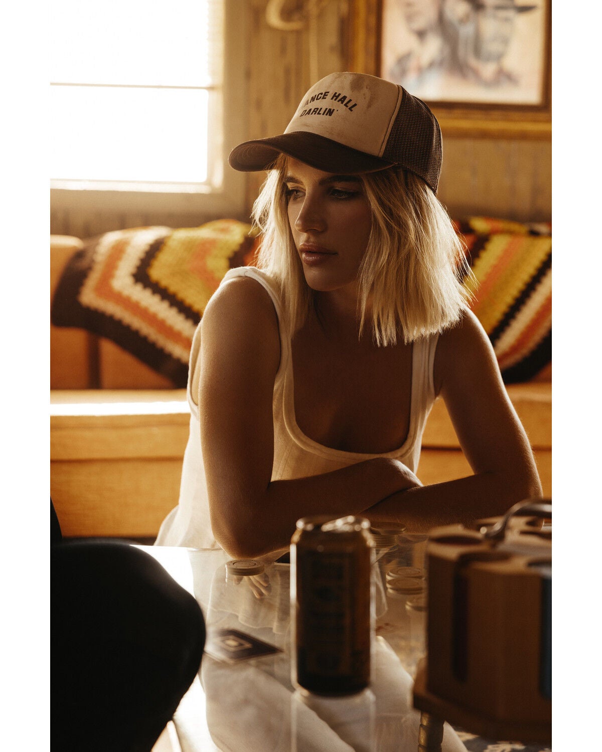 Rodeo Hippie Women's Dance Hall Darlin' Trucker Cap, Brown, hi-res