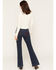 Image #1 - 7 For All Mankind Women's Shadowleaf Dark Wash High Rise 36" Dojo Trouser Stretch Denim Jeans, Dark Wash, hi-res