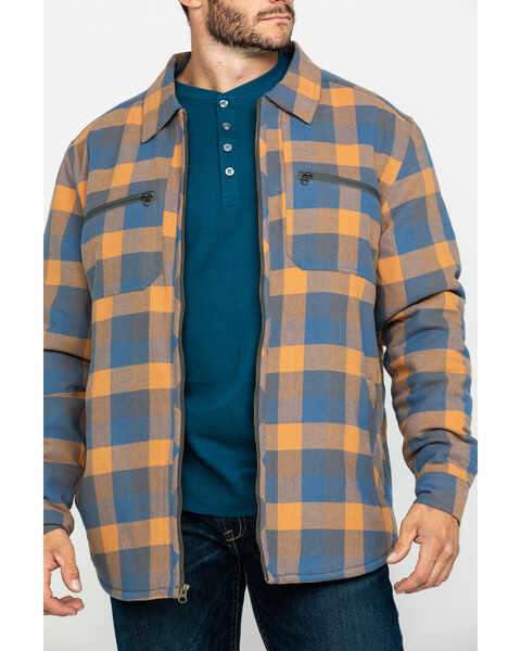 Image #4 - Hawx Men's Khaki Sherpa Lined Plaid Zip Front Work Shirt Jacket , , hi-res