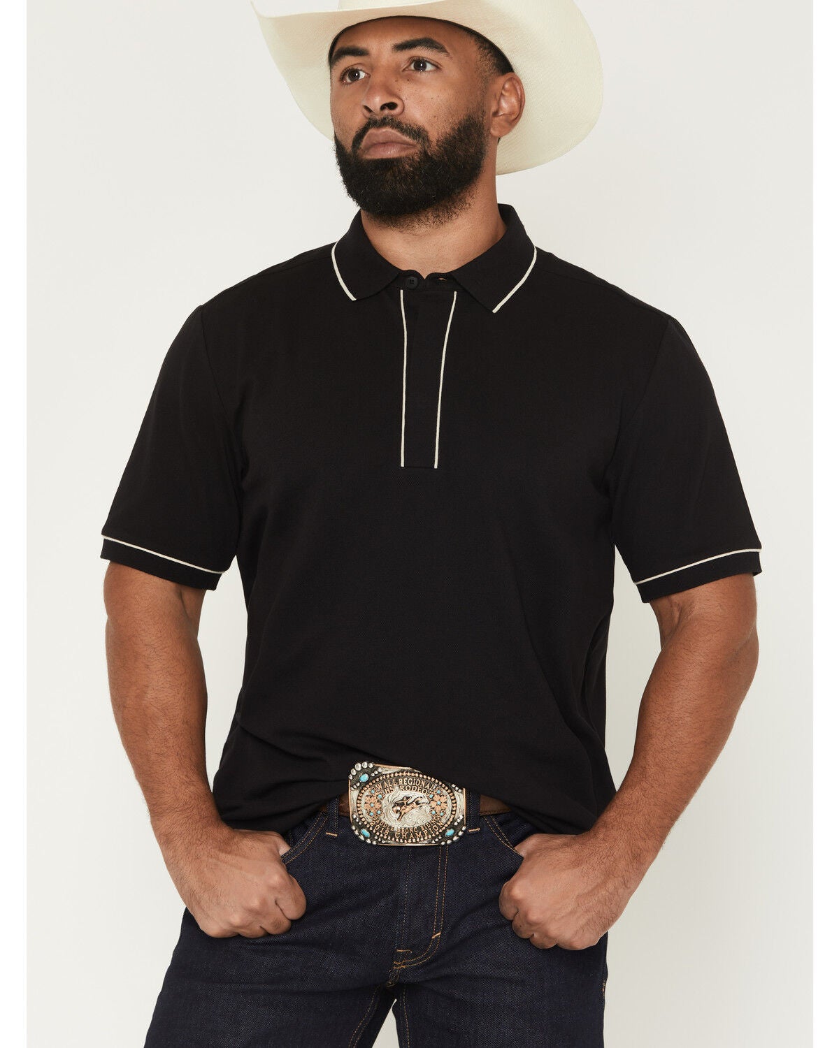 Cody James Black 1978&reg; Men's Cooper Solid Short Sleeve Stretch Polo, Black, hi-res