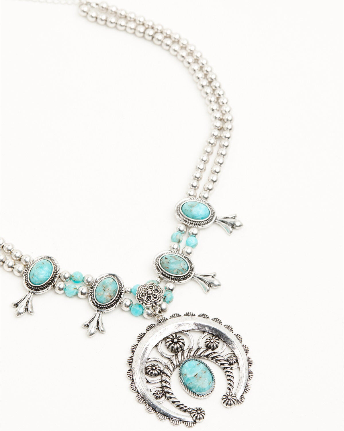 Shyanne Women's Ridge Canyon Turquoise Squash Blossom Necklace, Silver, hi-res