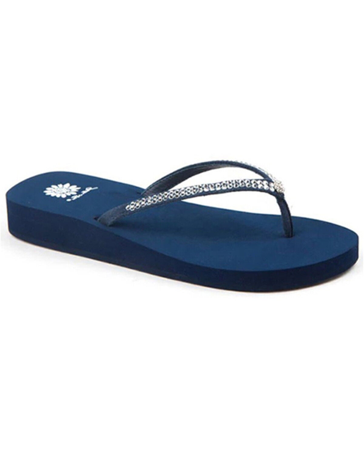 Yellow Box Women's Jello Rhinestone Sandals, Navy, hi-res