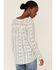 En Creme Women's Textured Floral Stripe Long Sleeve Top, Ivory, hi-res
