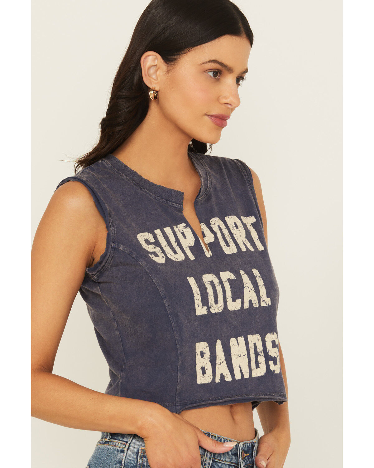 Image #2 - Cleo + Wolf Women's Ezra Support Local Bands Graphic Tank, Navy, hi-res