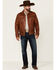 Scully Men's Tan Leather Button-Front Trucker Jacket , Tan, hi-res