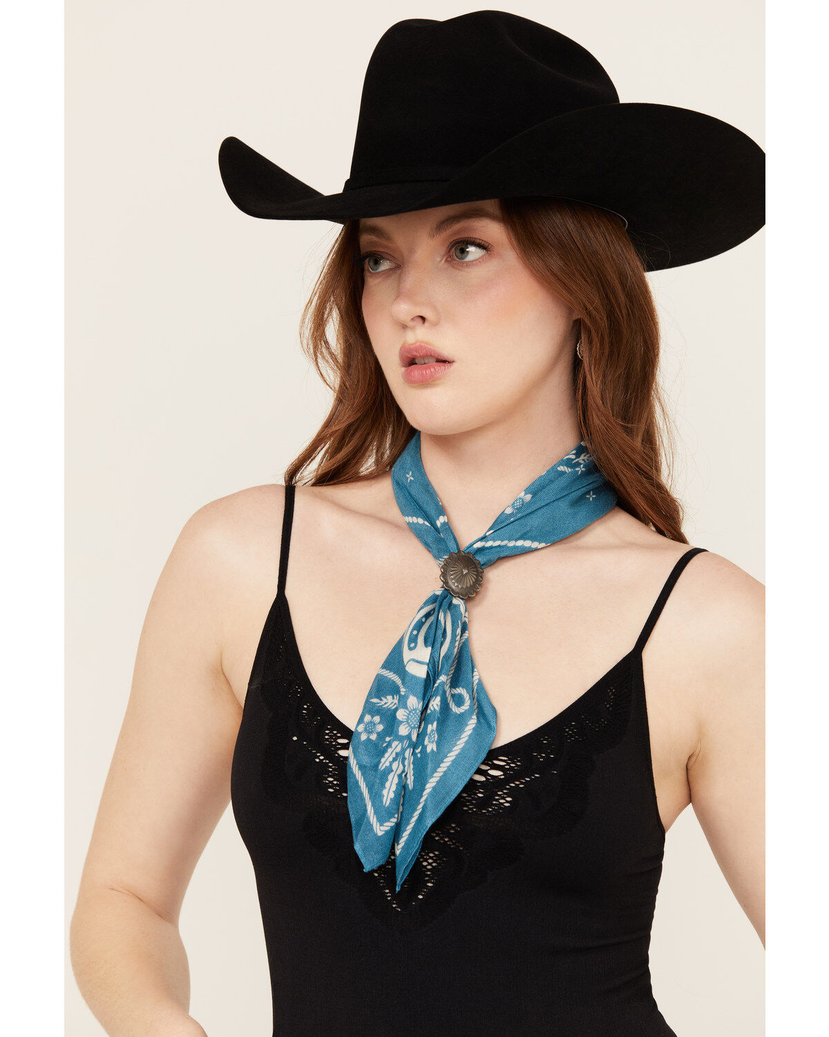 Image #1 - Idyllwind Women's Bessie Antique Silver Bandana Necklace, Blue, hi-res