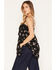 Image #2 - Wild Moss Women's Floral Print Sleeveless Hanky Hem Cami, Black, hi-res