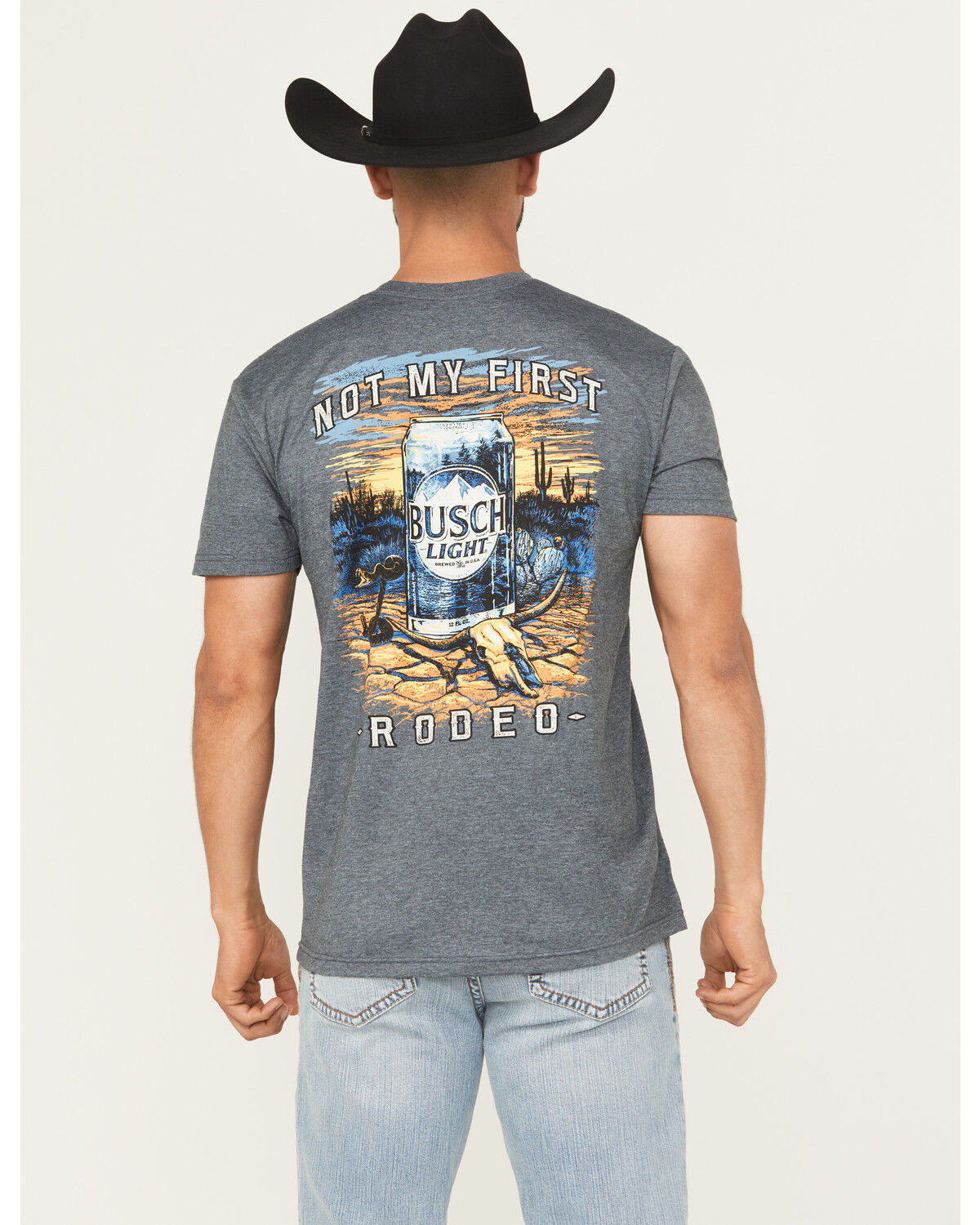 Image #1 - Buckwear Men's Busch Desert Beer Short Sleeve Graphic T-Shirt, Dark Grey, hi-res