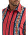 Image #2 - Wrangler Men's Checotah Southwestern Striped Print Long Sleeve Pearl Snap Western Shirt - Tall, Red, hi-res