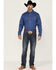 Image #2 - RANK 45® Men's High Roller Geo Print Long Sleeve Button-Down Western Shirt, Blue, hi-res