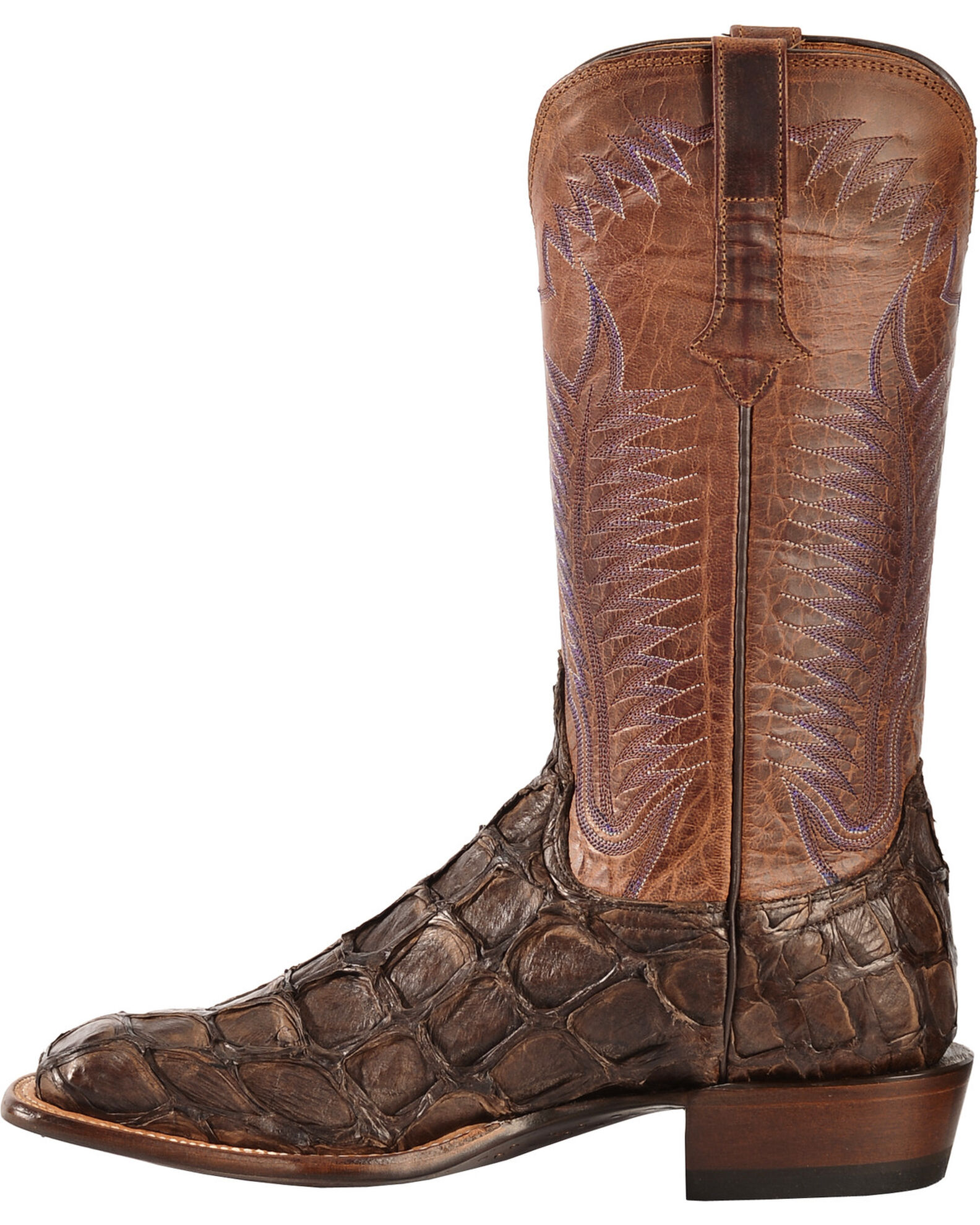 Lucchese Handmade Chocolate Brown Brooks Pirarucu Cowboy Boots Square Toe Boot Barn