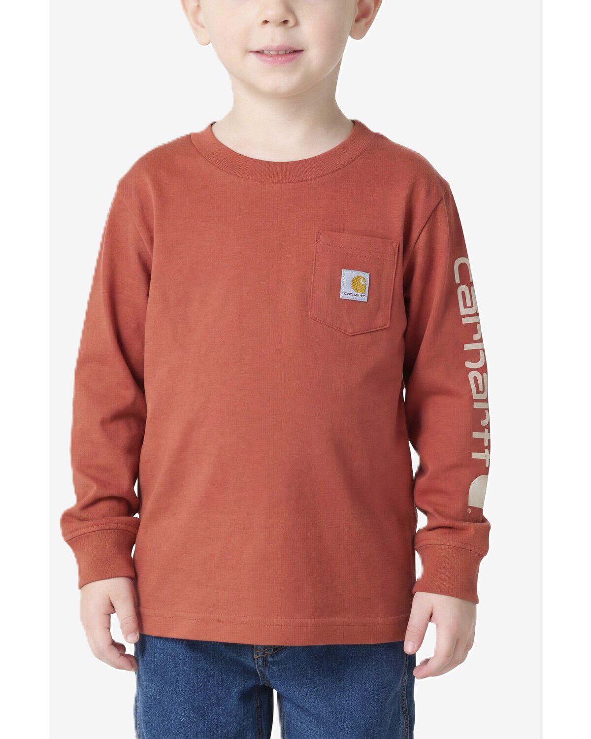 Carhartt Toddler Boys' Pocket Logo Long Sleeve T-Shirt, Red, hi-res