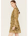 Image #2 - En Creme Women's Floral Metallic Long Sleeve Mini Dress, Olive, hi-res
