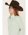 Image #2 - Cruel Girl Girls' Striped Print Long Sleeve Button-Down Western Shirt, Turquoise, hi-res