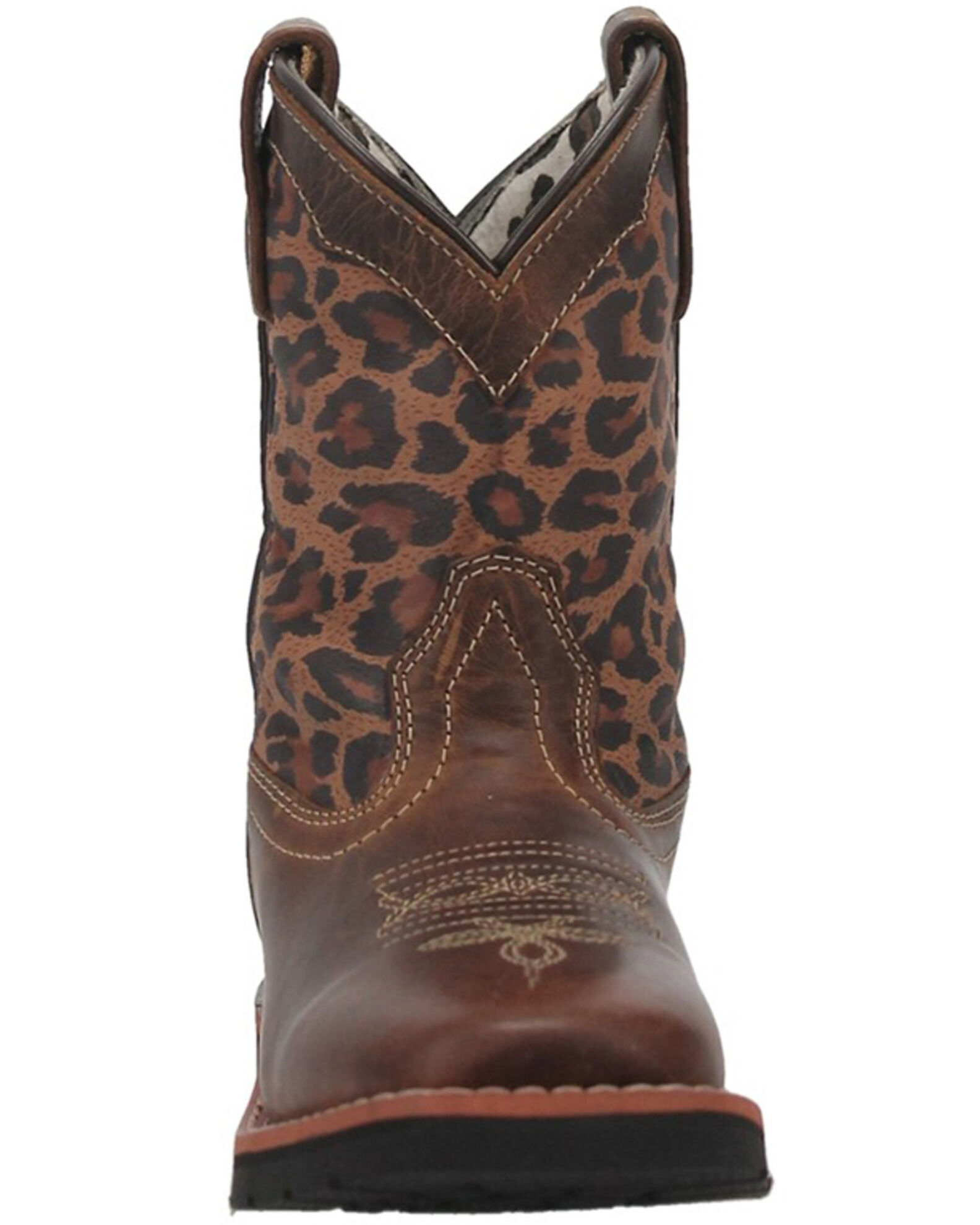 Dan Post Little Girls' Leopard Western Boots Broad Square Toe