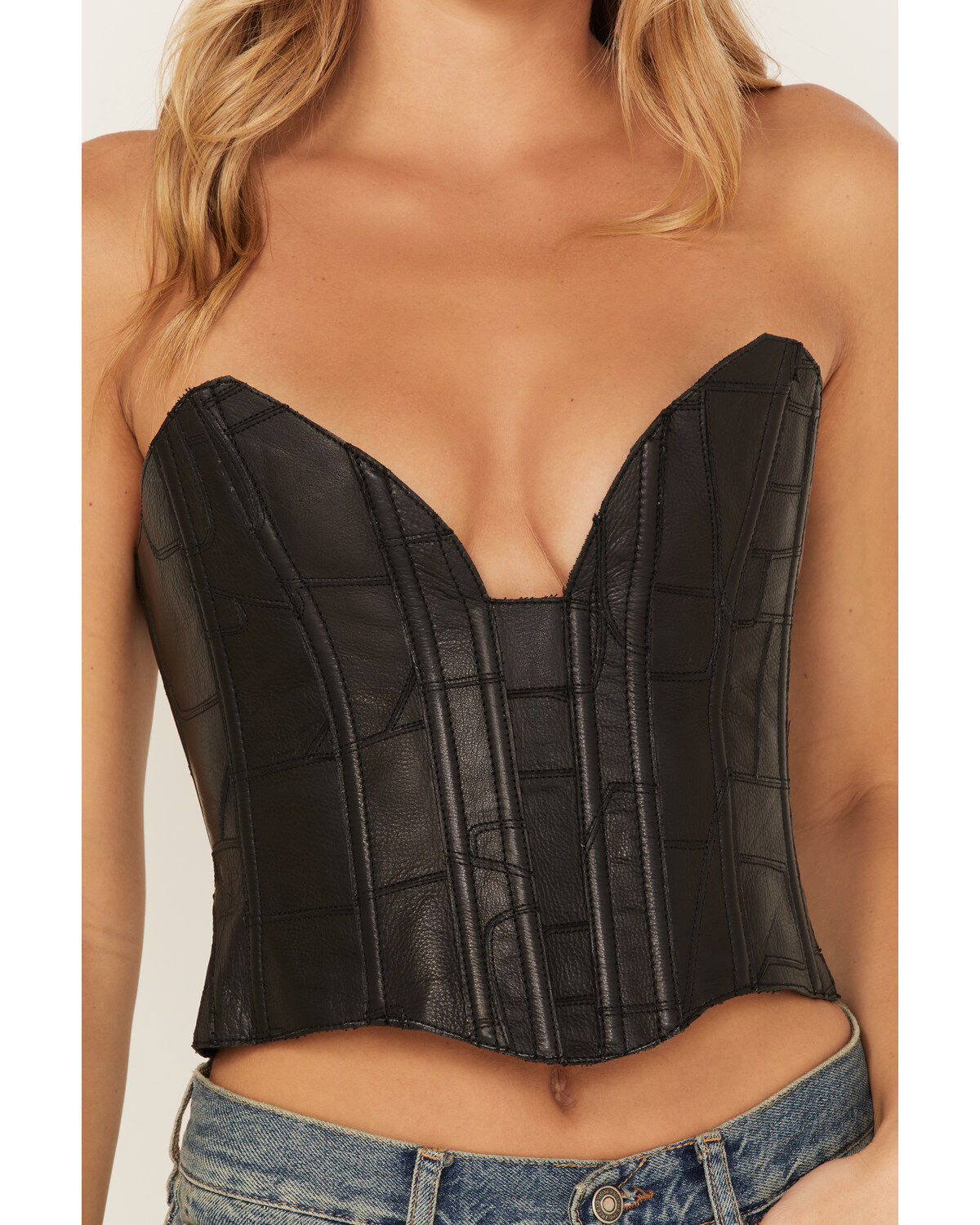 Image #4 - Understated Leather Women's Vixen Boned Leather Patched Corset, , hi-res