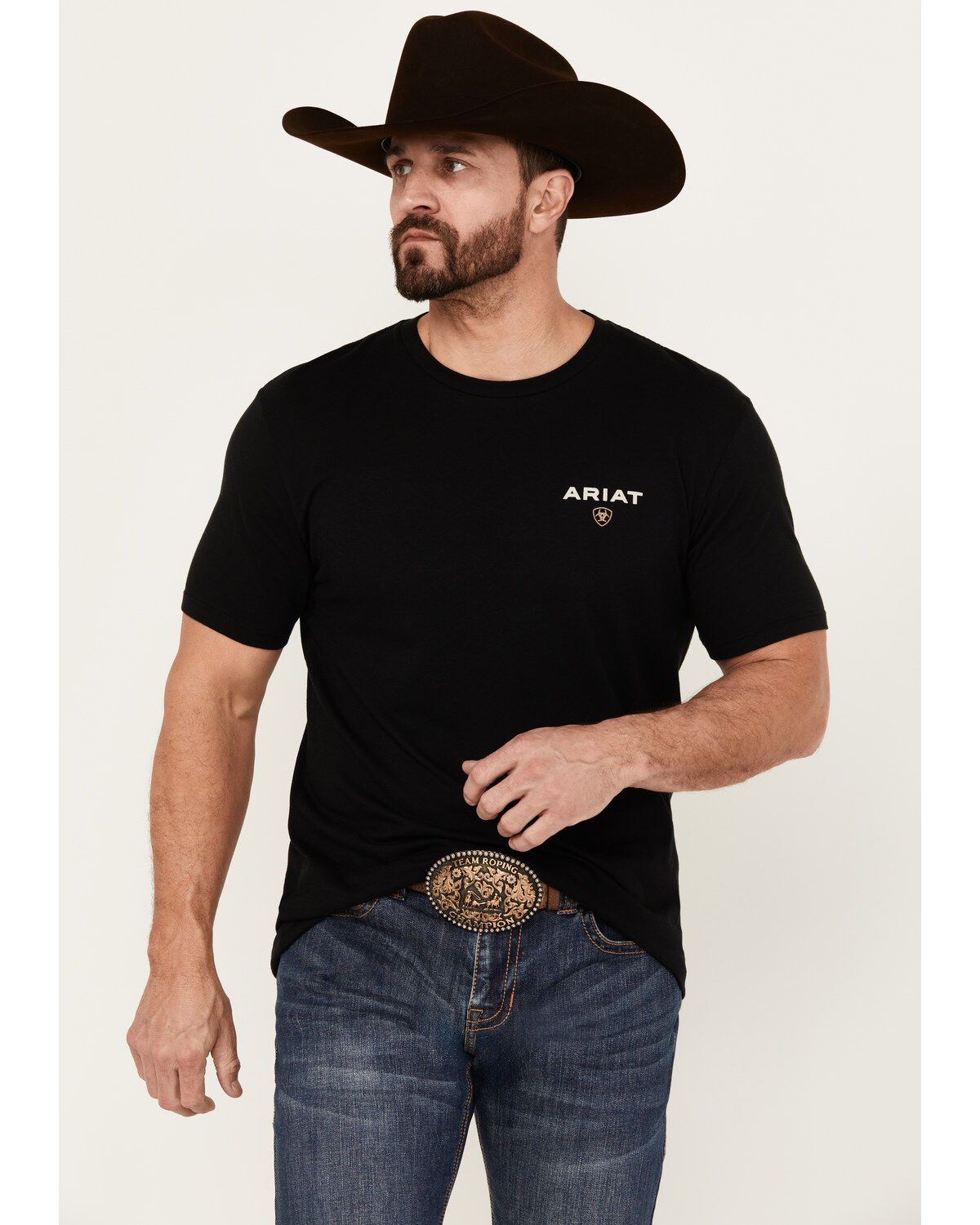 Image #1 - Ariat Men's American Rancher Short Sleeve Graphic T-Shirt, Black, hi-res