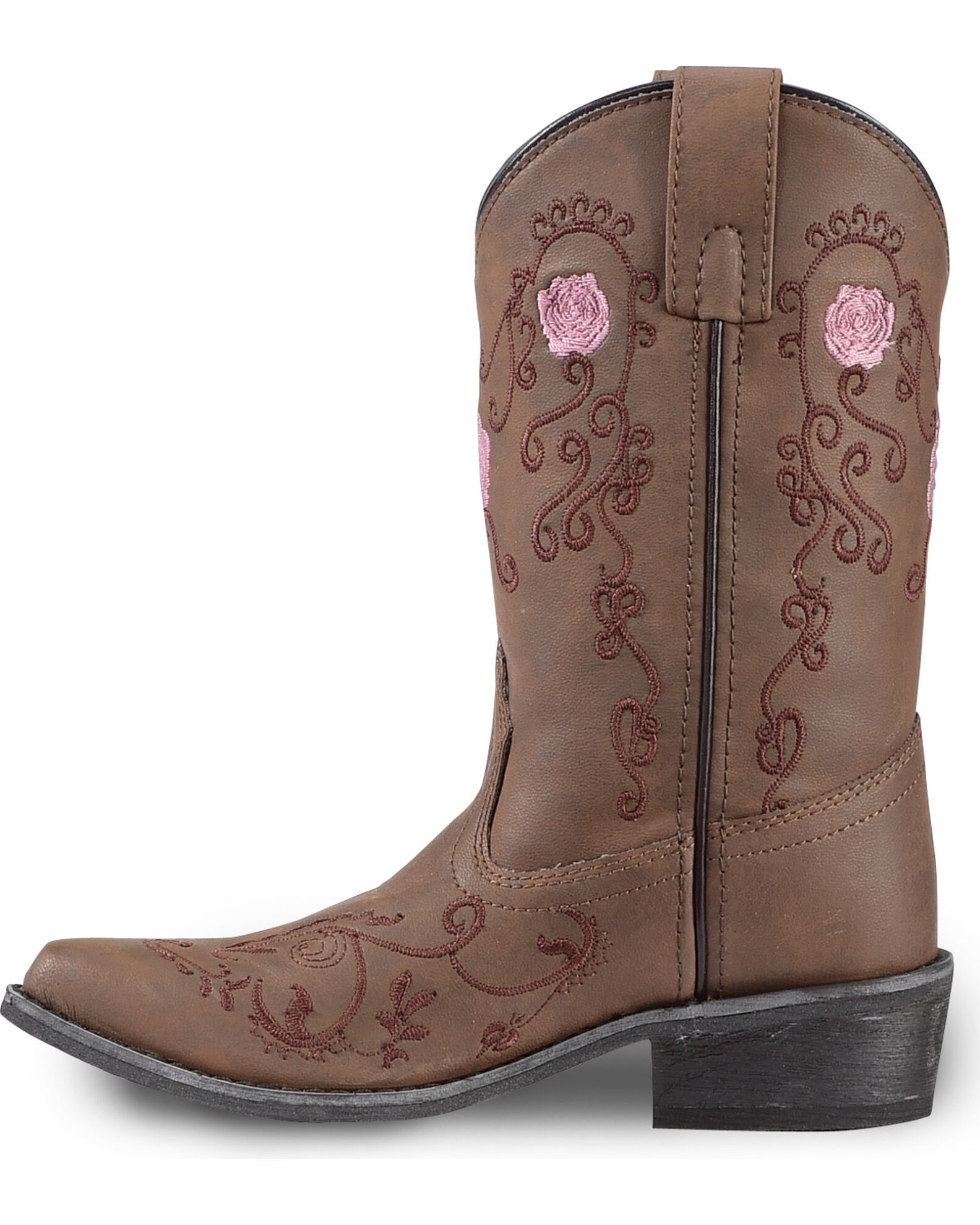 Image #3 - Shyanne Girls' Floral Embroidered Western Boots - Snip Toe, , hi-res