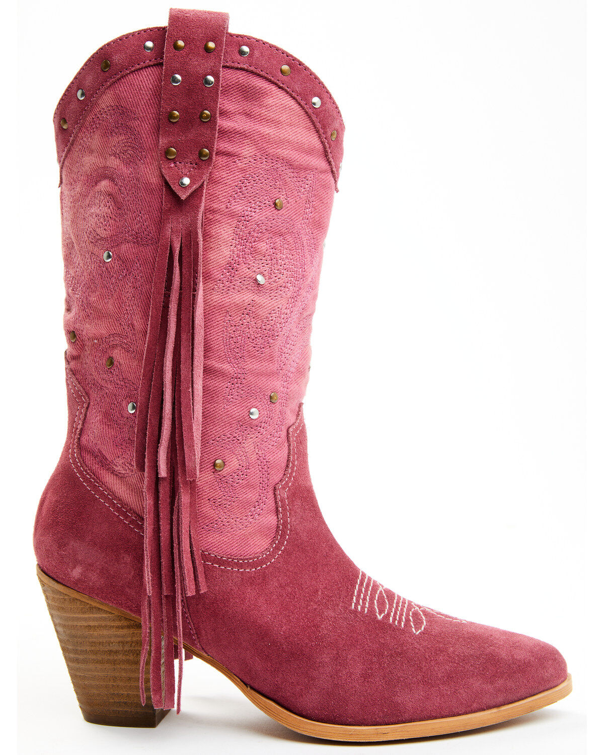 Image #2 - Idyllwind Women's Sashay Fringe Studded Leather Western Boots - Round Toe, , hi-res