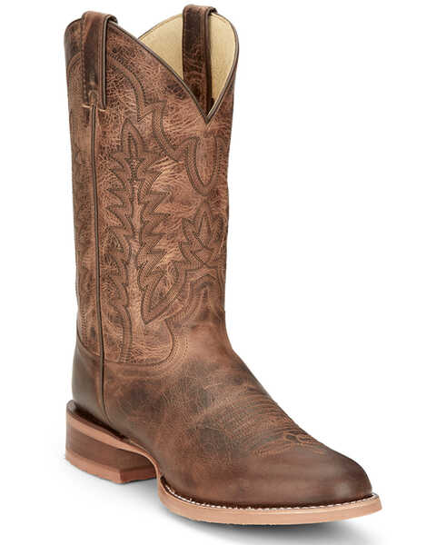 Justin Men's Clanton Western Boots - Round Toe , Brown, hi-res
