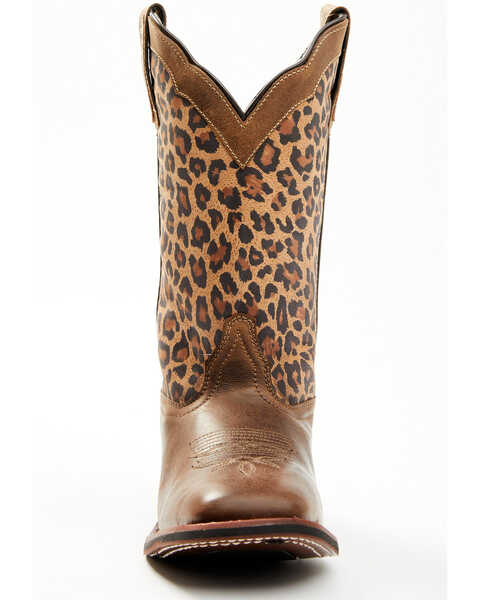 Laredo Women's Leopard Print Western Performance Boots - Broad Square Toe, Chocolate, hi-res