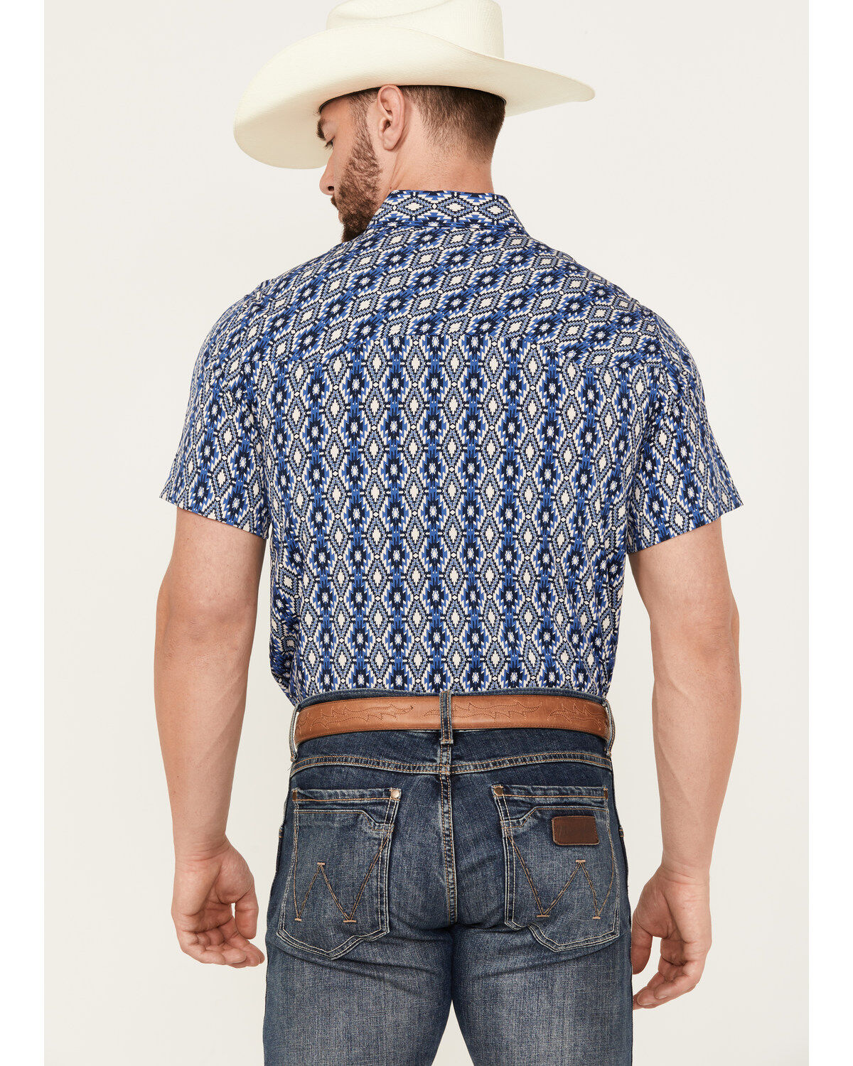 Image #4 - Panhandle Men's Southwestern Print Short Sleeve Snap Performance Western Shirt, , hi-res
