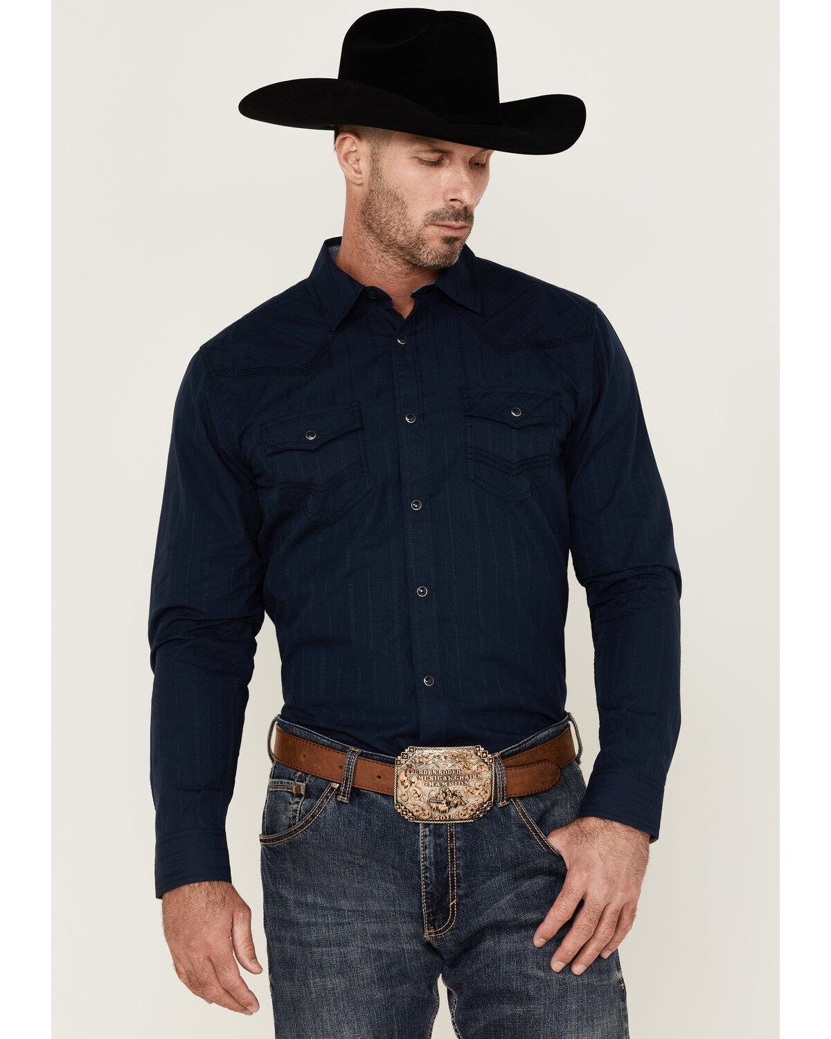 Image #1 - Cody James Men's Prosper Lurex Stripe Long Sleeve Snap Western Shirt, , hi-res