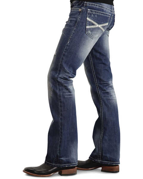 Stetson Rock Fit Bold X Stitched Jeans, Med Wash