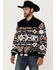Image #1 - Hooey Men's Southwestern Print Sherpa Bomber Jacket, Black, hi-res