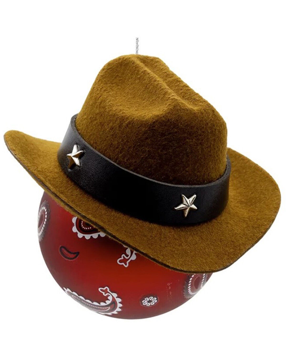 Image #1 - Kurt Adler Glass Western Ball with Felt Hat Ornament, Multi, hi-res