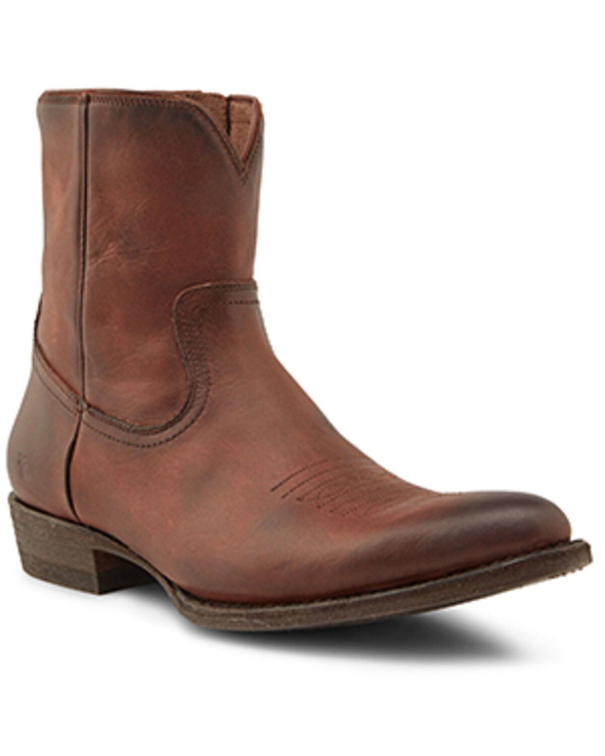 Frye Men's Austin Inside Zip Ankle Boots - Round Toe, Cognac, hi-res