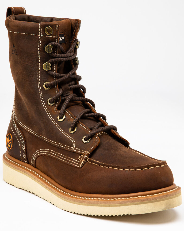 Hawx Men's 8" Lacer Wedge Work Boots - Soft Toe, Brown, hi-res