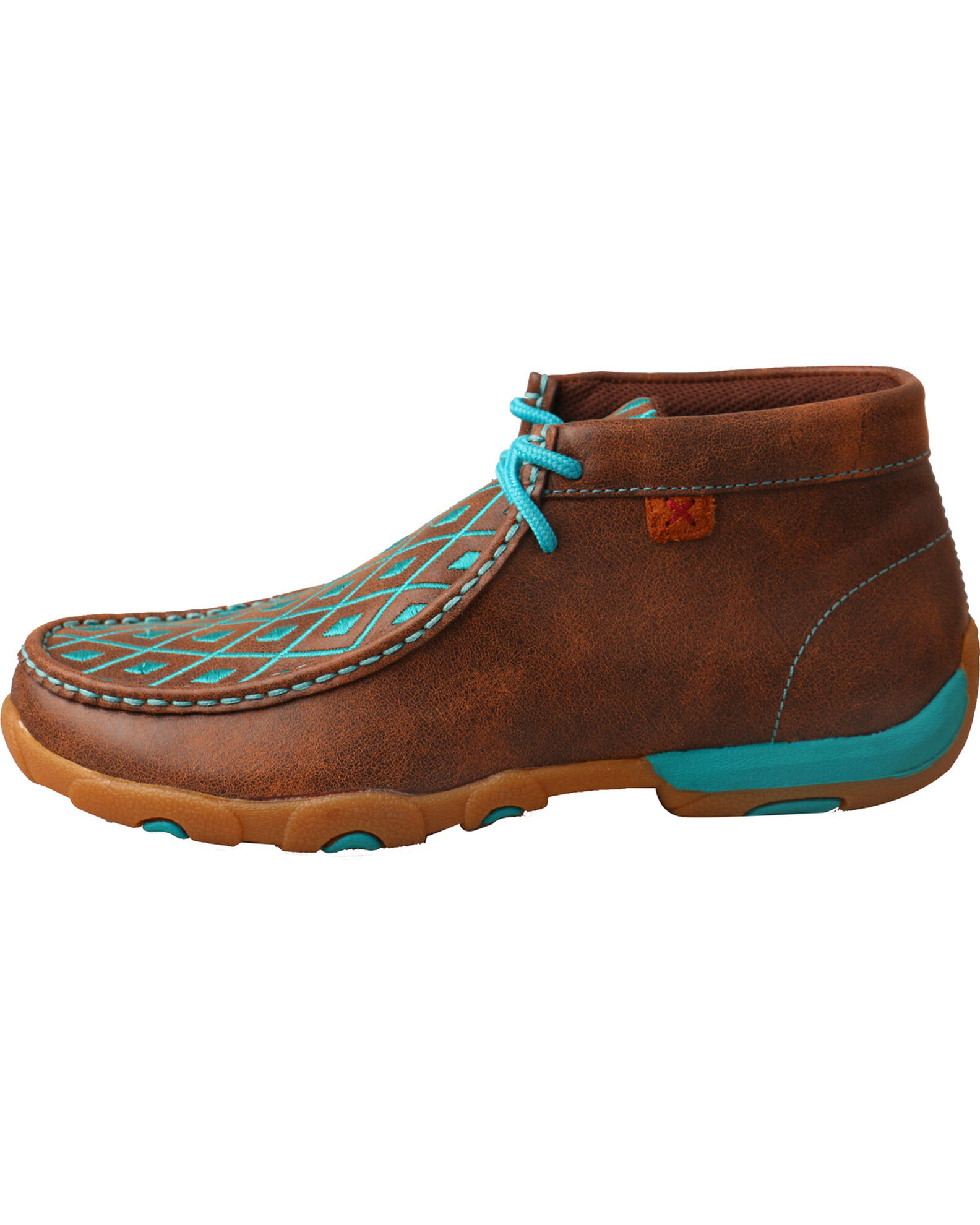 Image #3 - Twisted X Women's Diamond Stitched Lace-Up Moccasins, Multi, hi-res