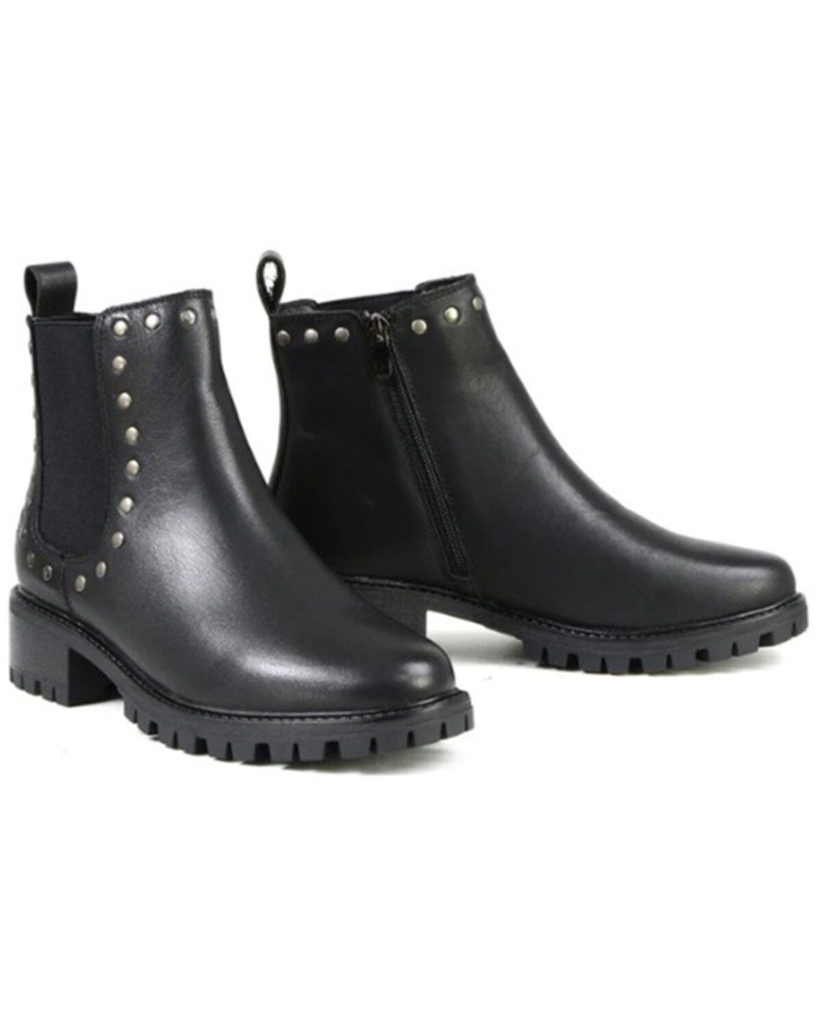 Milwaukee Leather Women's Studded Leather Ankle Booties - Round Toe, Black, hi-res