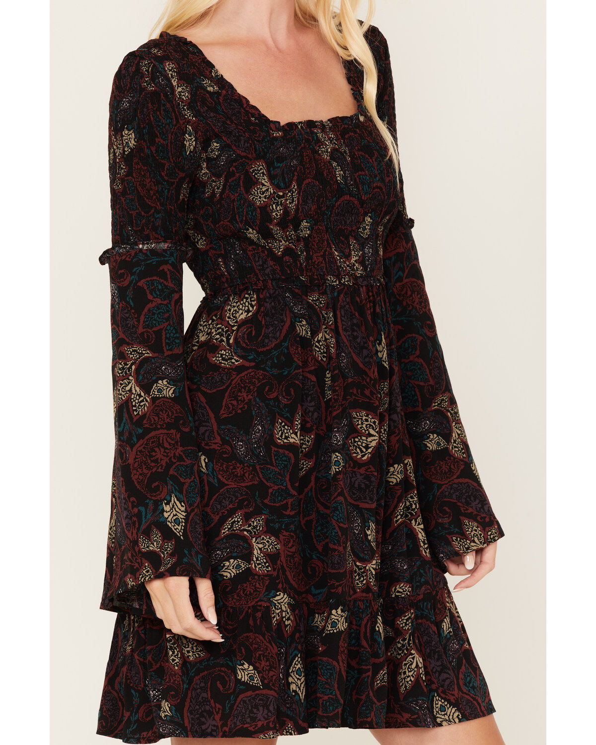 Image #3 - Shyanne Women's Paisley Print Smocked Tiered Dress, , hi-res