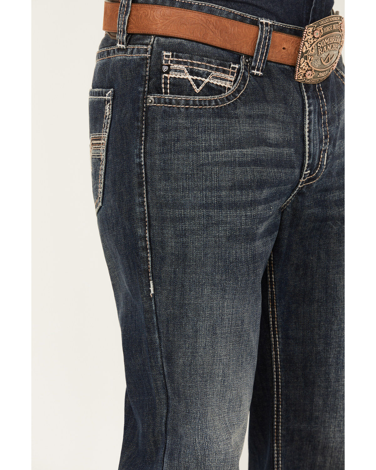 Product Name:  Rock & Roll Denim Men's Double Barrel Dark Vintage Wash Relaxed Straight Rigid Denim Jeans