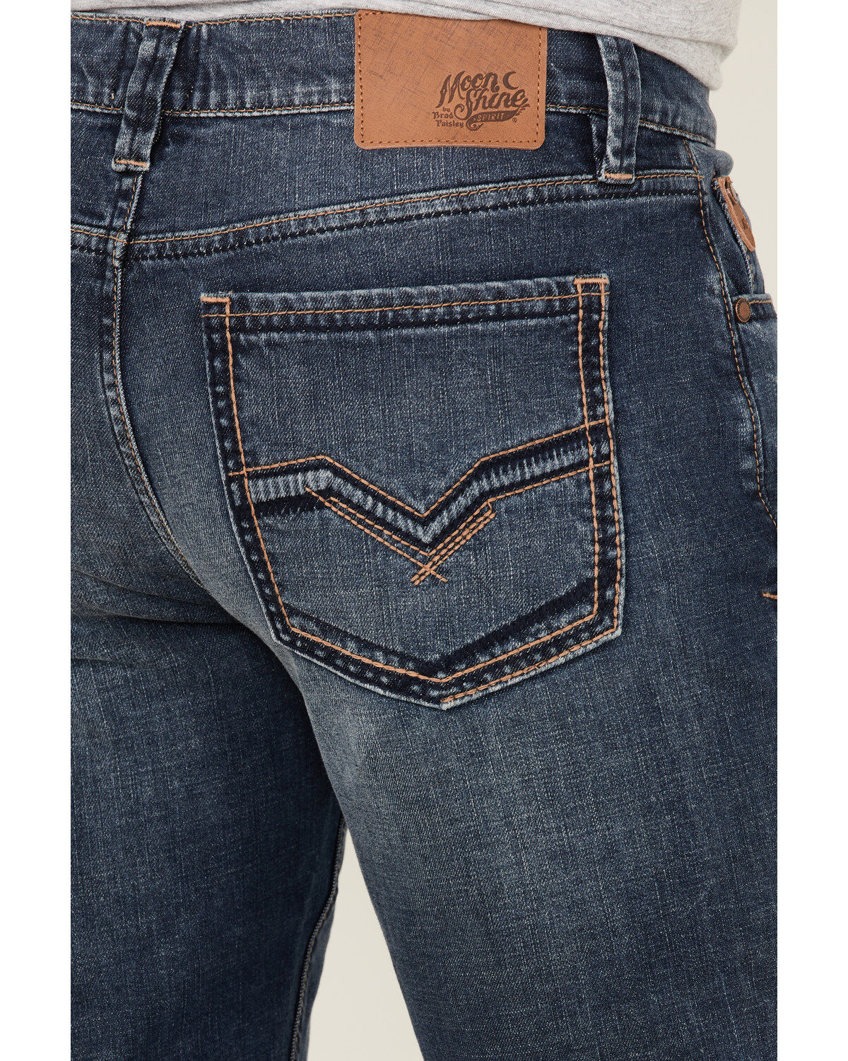 Image #4 - Moonshine Spirit Men's Corral Dust Medium Dark Wash Stretch Slim Straight Jeans, Dark Medium Wash, hi-res