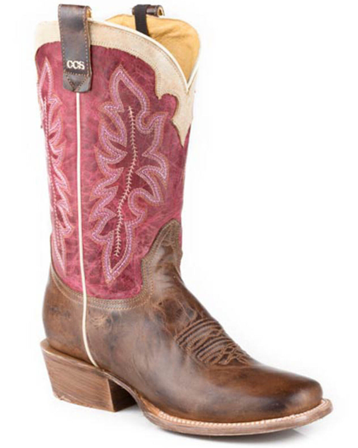 Image #1 - Roper Women's Ride 'Em Cowgirl Concealed Carry Western Boots - Square Toe, Brown, hi-res